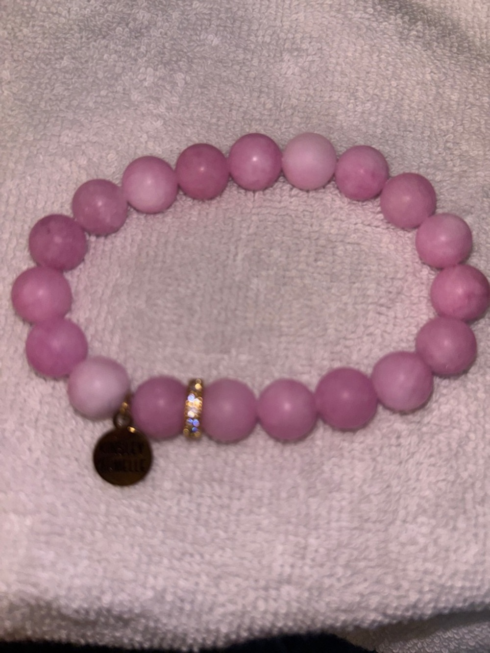 Kinsley Armelle Pink Beaded Stretch Bracelet with Gold Charm